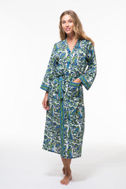 Dressing Gown Hand Block Printed in Bamboo Silk