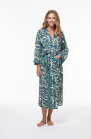 Dressing Gown Hand Block Printed in Bamboo Silk