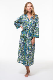 Dressing Gown Hand Block Printed in Bamboo Silk