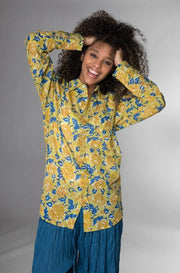 Nila's Unisex Shirt  Created using Hand Block Printed / Shibori Pure Cotton