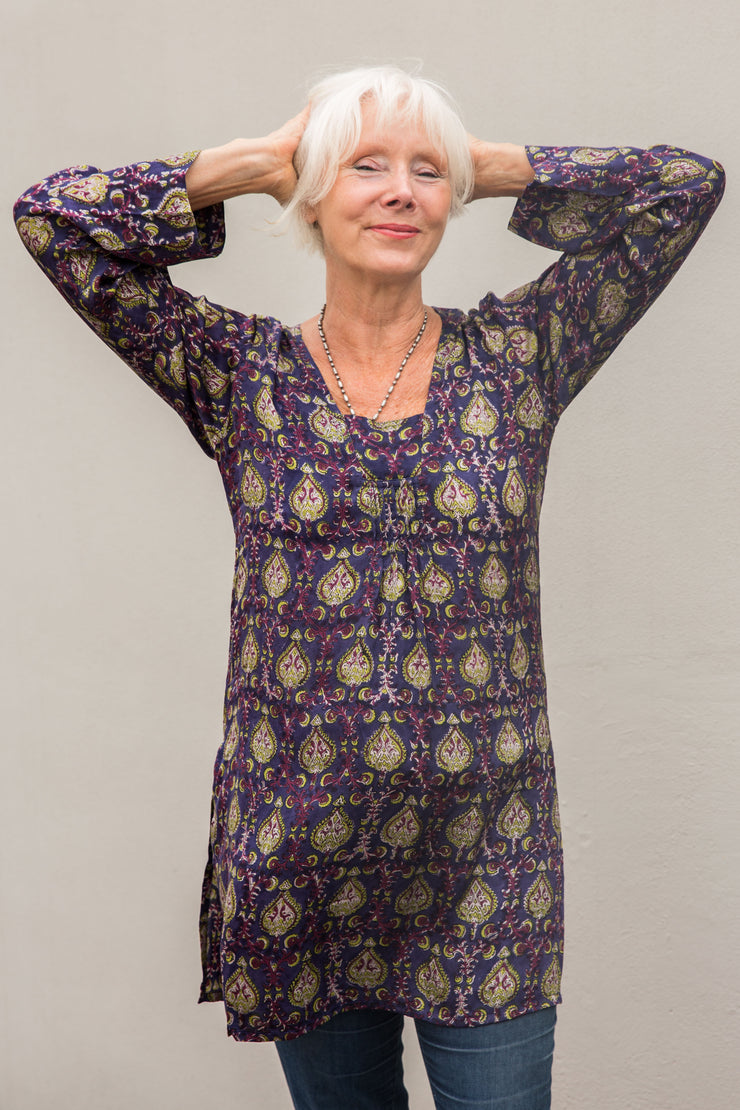 Lumar Tunic Hand Block Printed Bamboo - Last Few Only Size 12