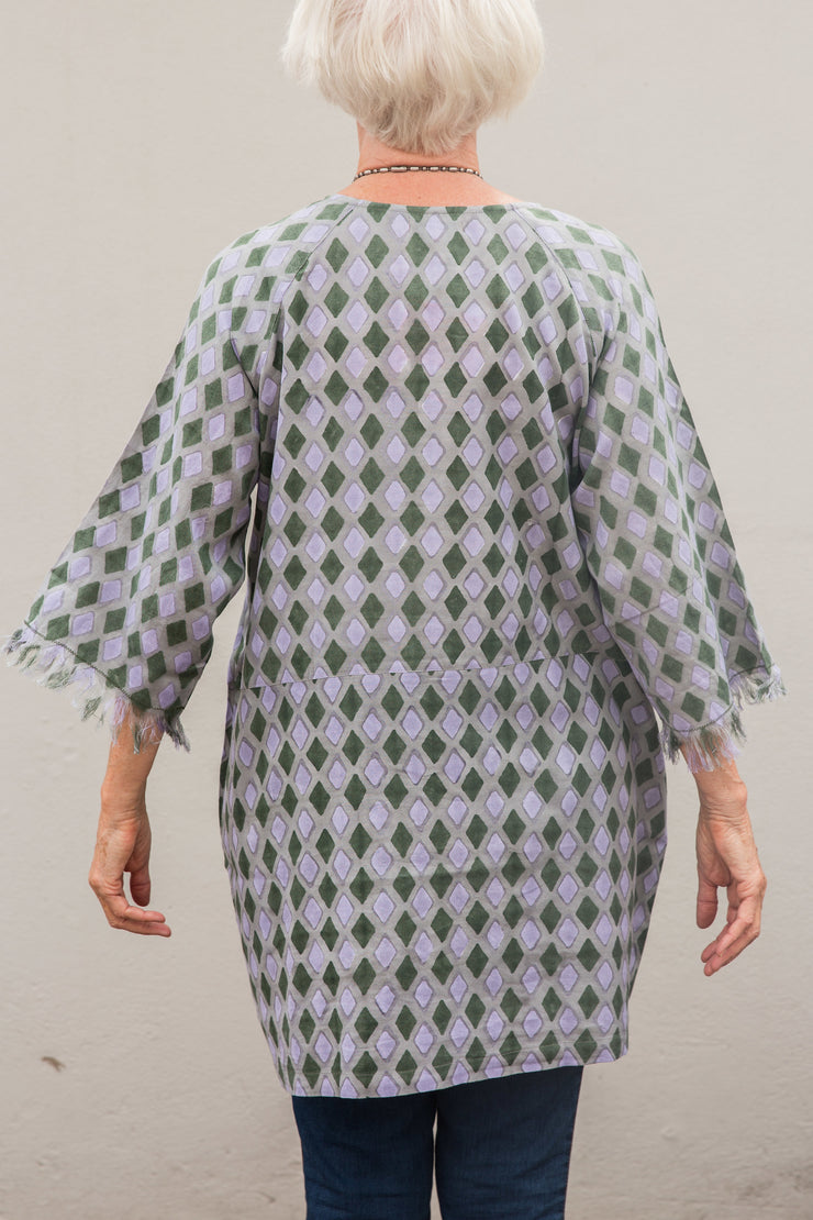 Aliza Tunic Hand Block Printed in Organic Brushed Cotton