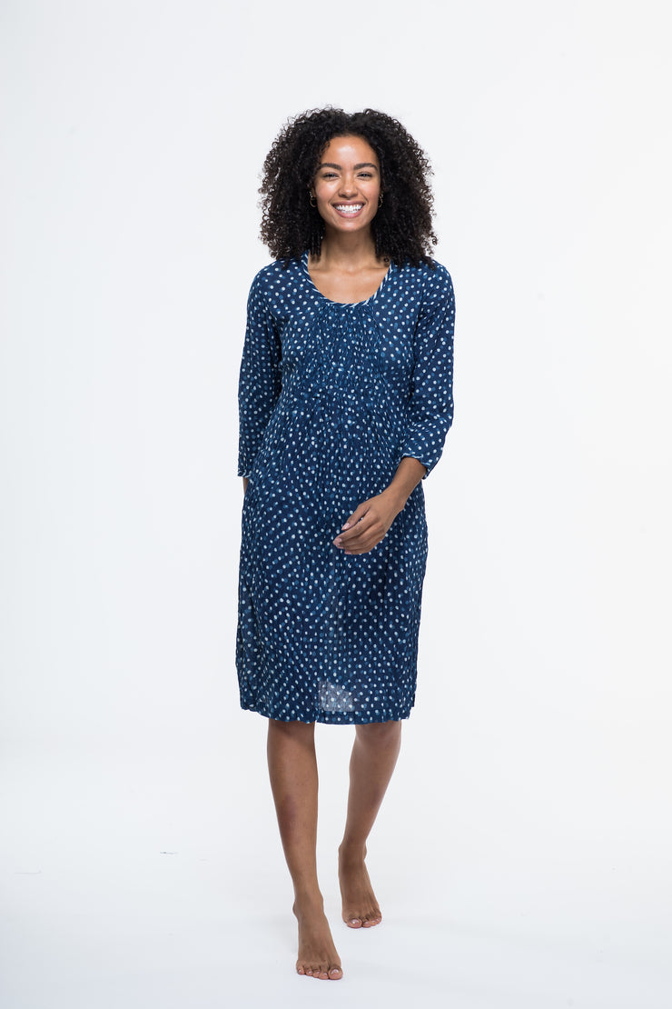 Leela Dress Hand Block Printed in Pure Cotton - Size M Left!