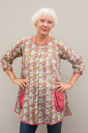 Uma Smock Top Hand Block Printed In Pure Cotton Only Size M