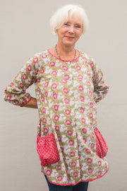 Uma Smock Top Hand Block Printed In Pure Cotton Only Size M