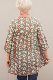 Uma Smock Top Hand Block Printed In Pure Cotton Only Size M