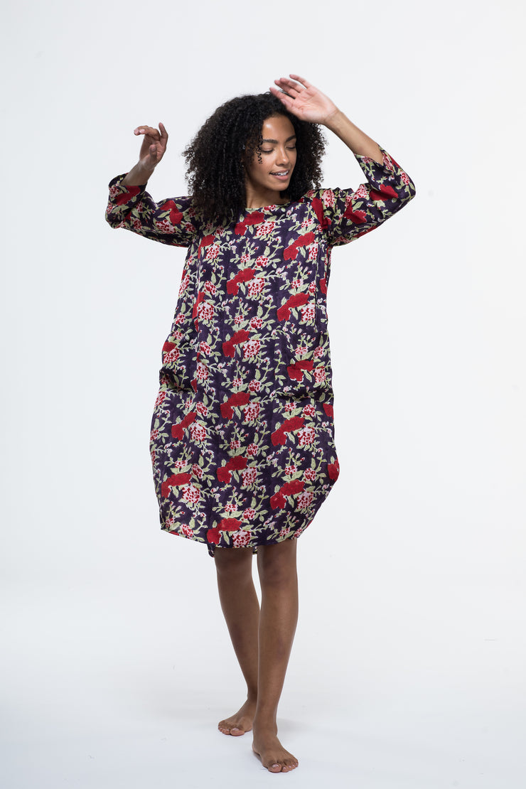 Roshan Dress Hand Block Printed Bamboo Only Size S M 10 To 14 Nila Rubia
