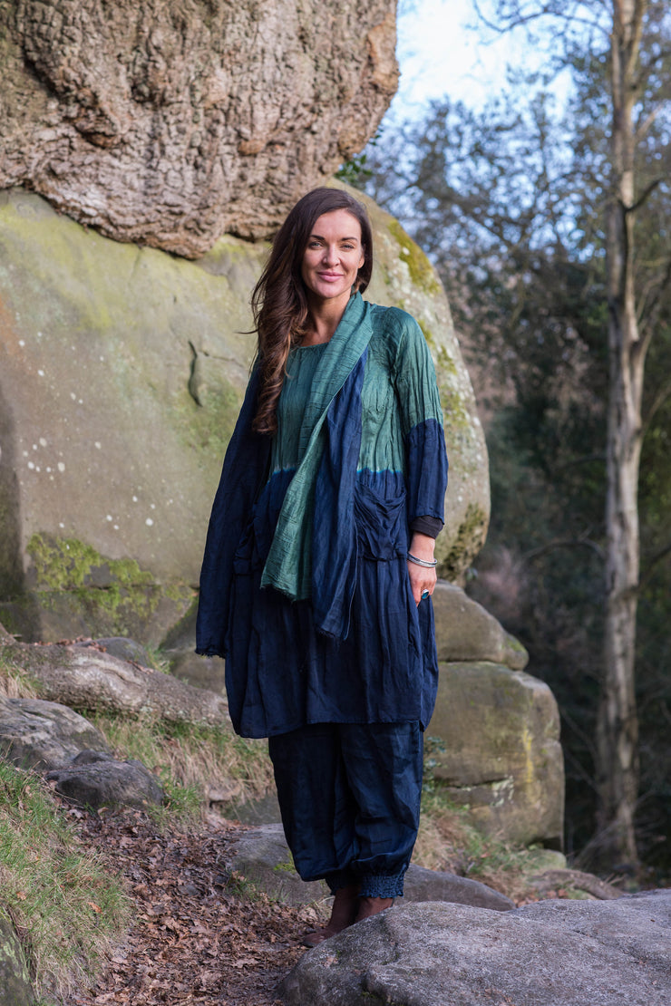 Roshan Dress Ombre Dye in Bamboo Linen Only S/M Left £139 - Now £59!