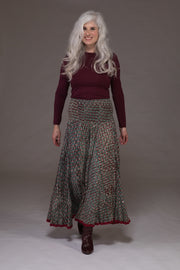 Asman Skirt Hand Block Printed in Sustainable Moss Crepe