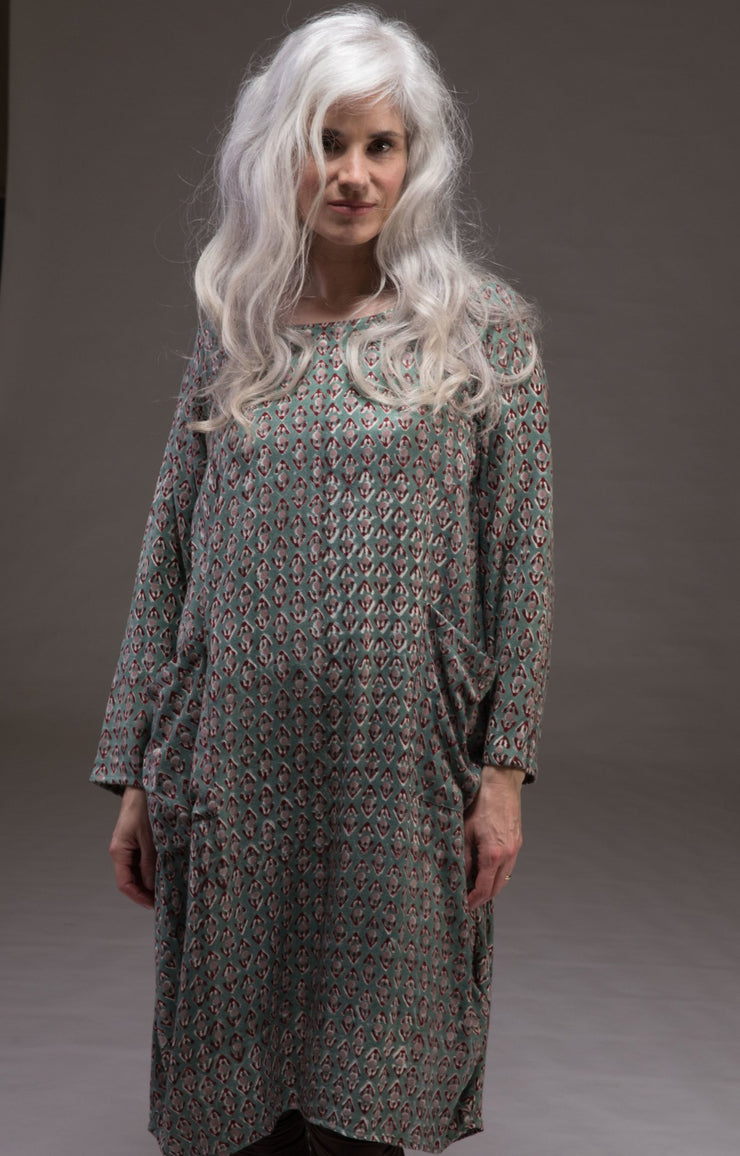 Roshan Dress Hand Block Printed Sustainable Moss Crepe Was £129 - Now £105!