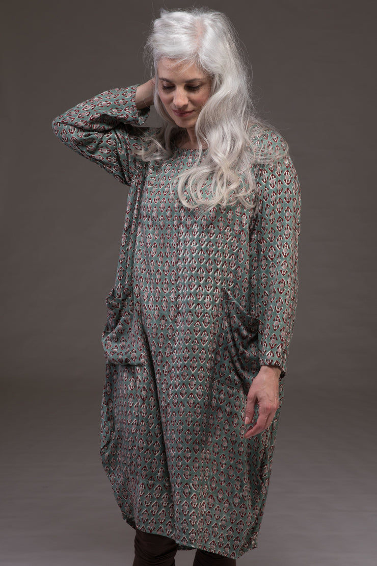 Roshan Dress Hand Block Printed Sustainable Moss Crepe Was £129 - Now £105!