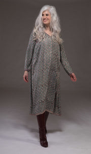 Jali Kaftan Hand Block Printed Moss Crepe Sustainable-It was £139 Now £69