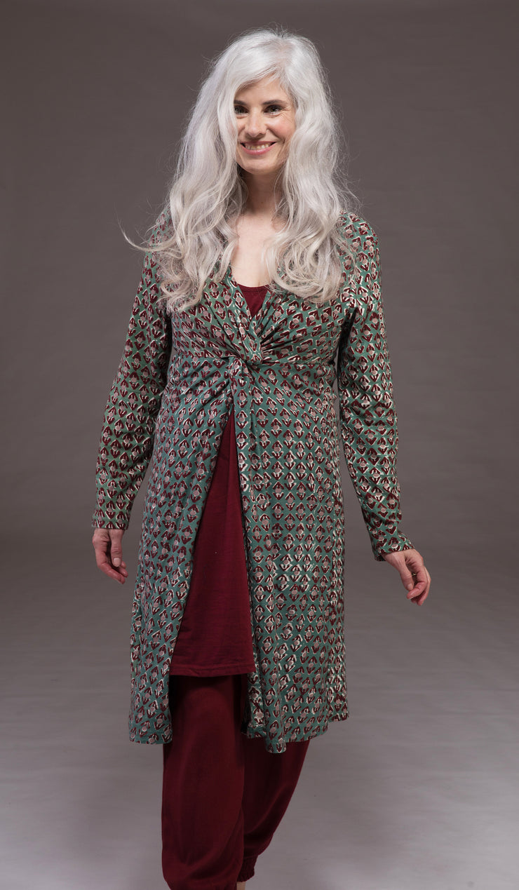 Sufiana Dress Hand Block Printed With Slip in Cotton Jersey Only in Size M - Now Only £79