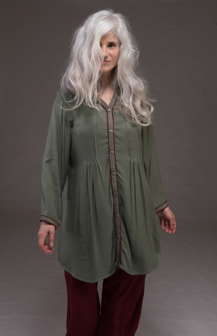 Shimla Tunic Sustainable Moss Crepe In Hand Dye  - Only in Size M