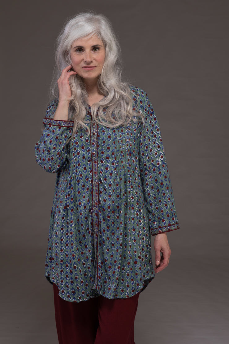 Shimla Tunic Hand Block Printed Sustainable Moss Crepe