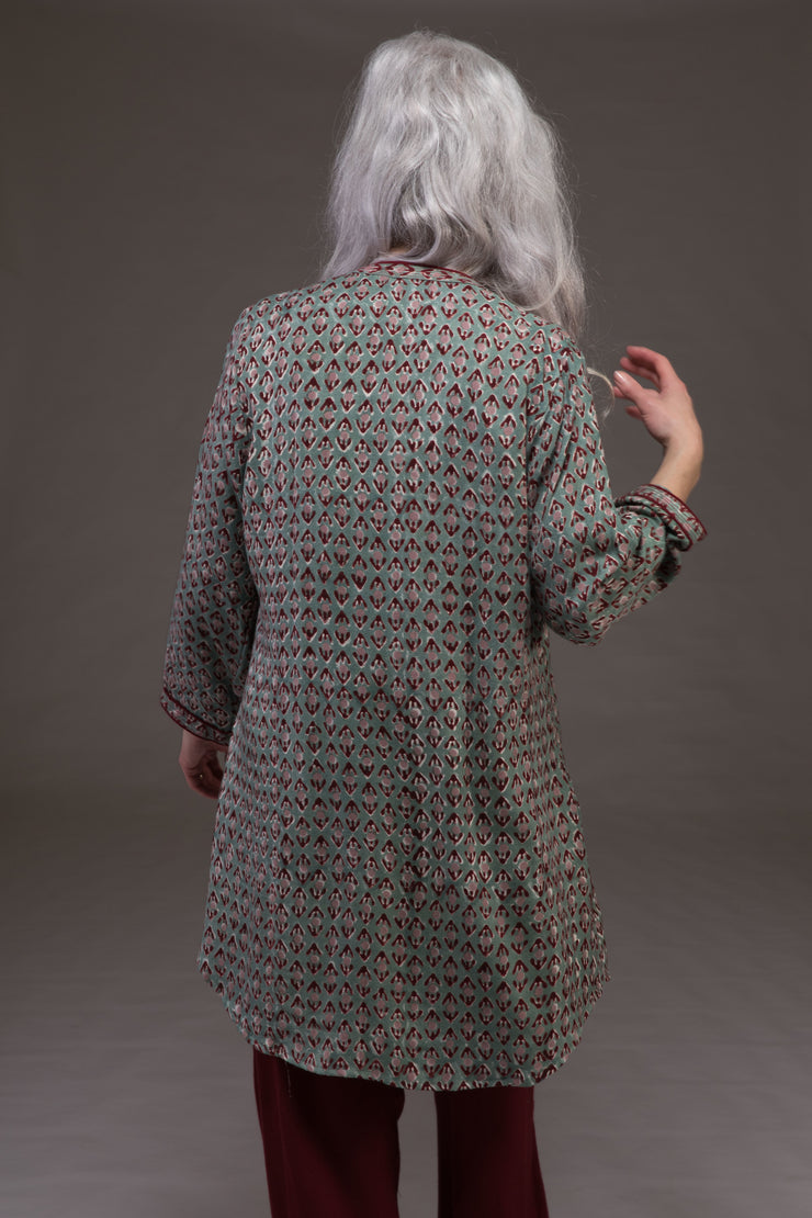 Shimla Tunic Hand Block Printed Sustainable Moss Crepe