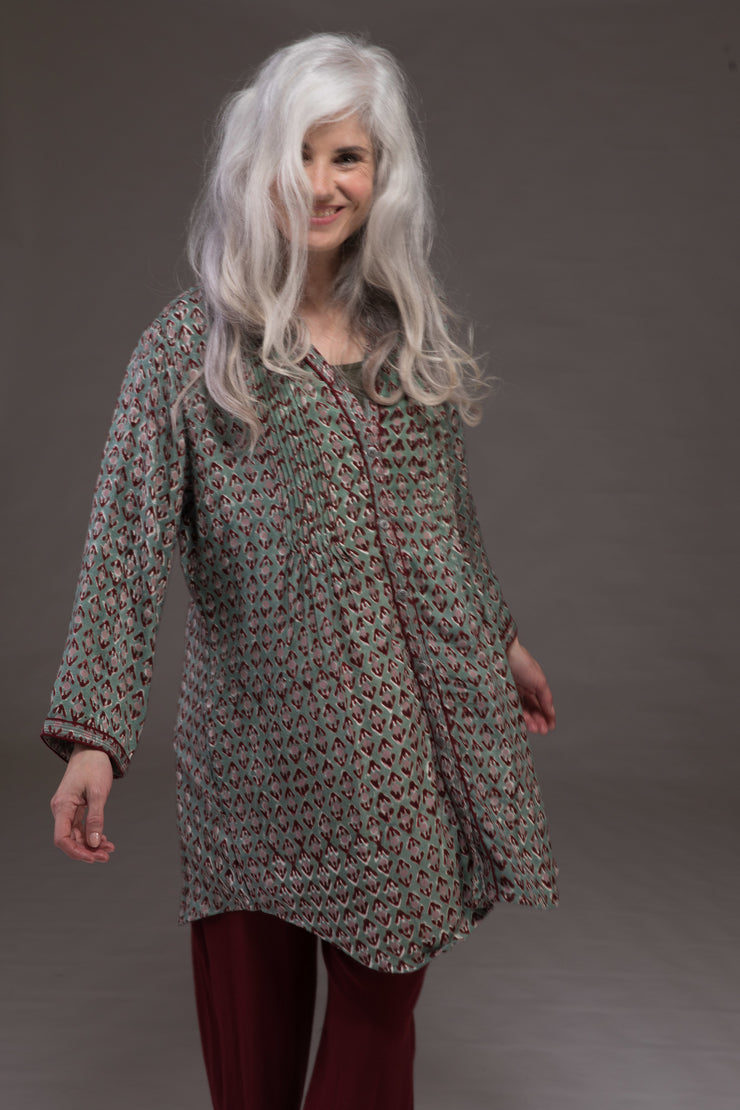 Shimla Tunic Hand Block Printed Sustainable Moss Crepe