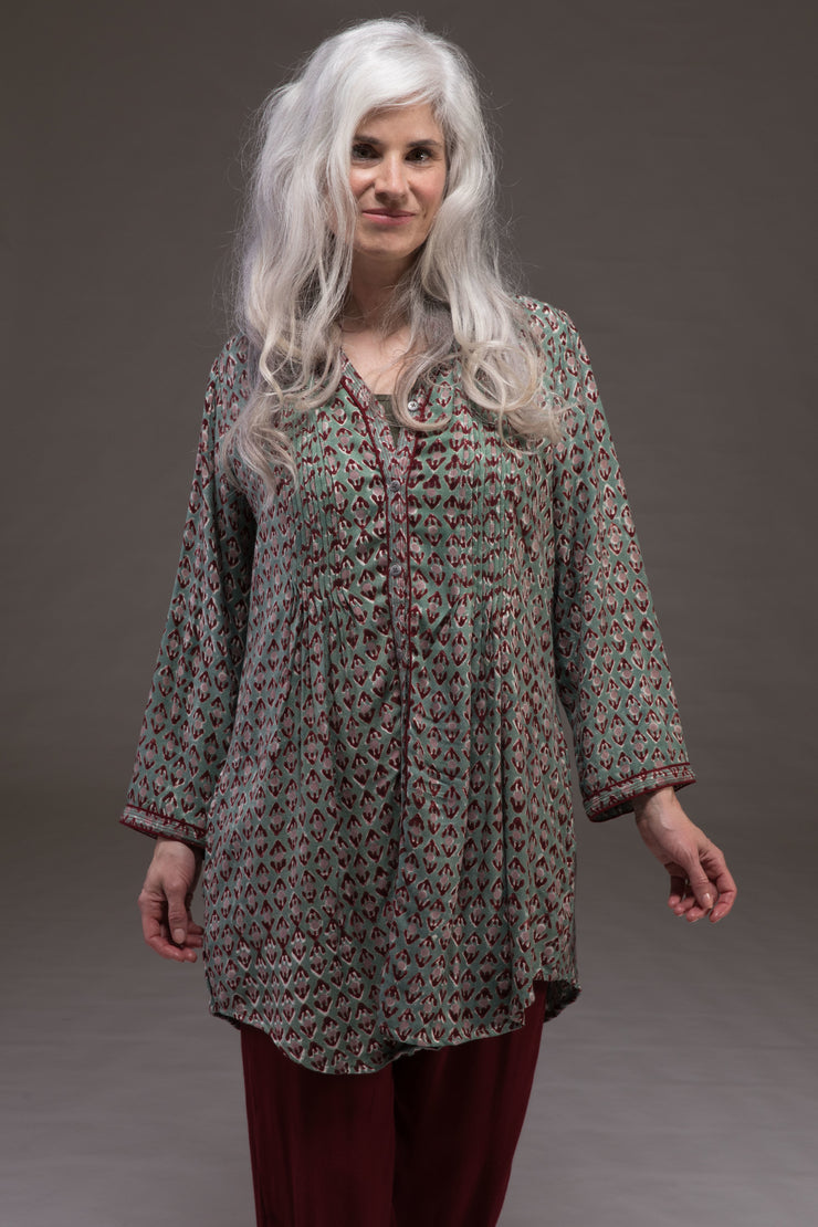 Shimla Tunic Hand Block Printed Sustainable Moss Crepe