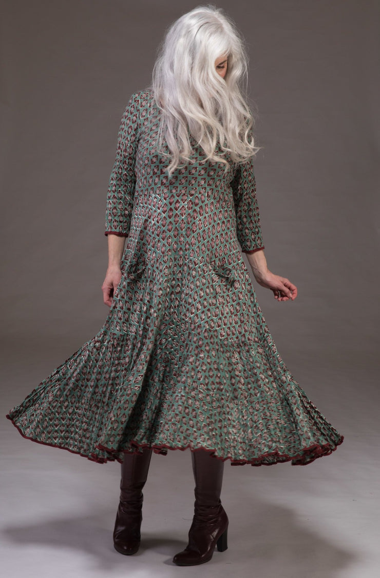 Dewani Dress in Hand Block Printed Sustainable Moss Crepe