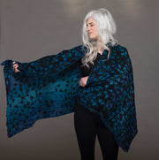 Merino Wool Shawl Midnight Leaves