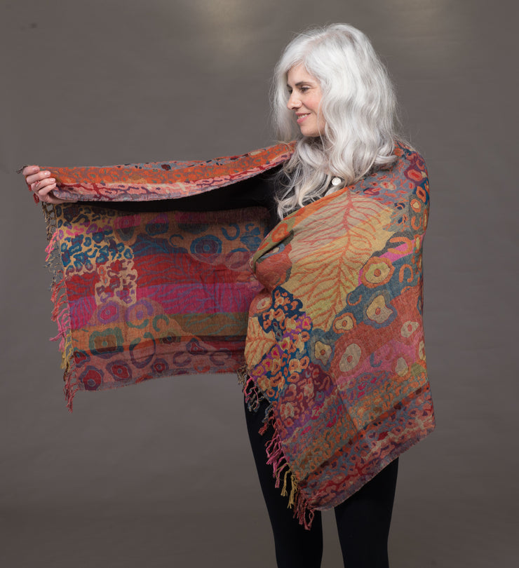 Merino Wool Shawl - Gauguin Flowers