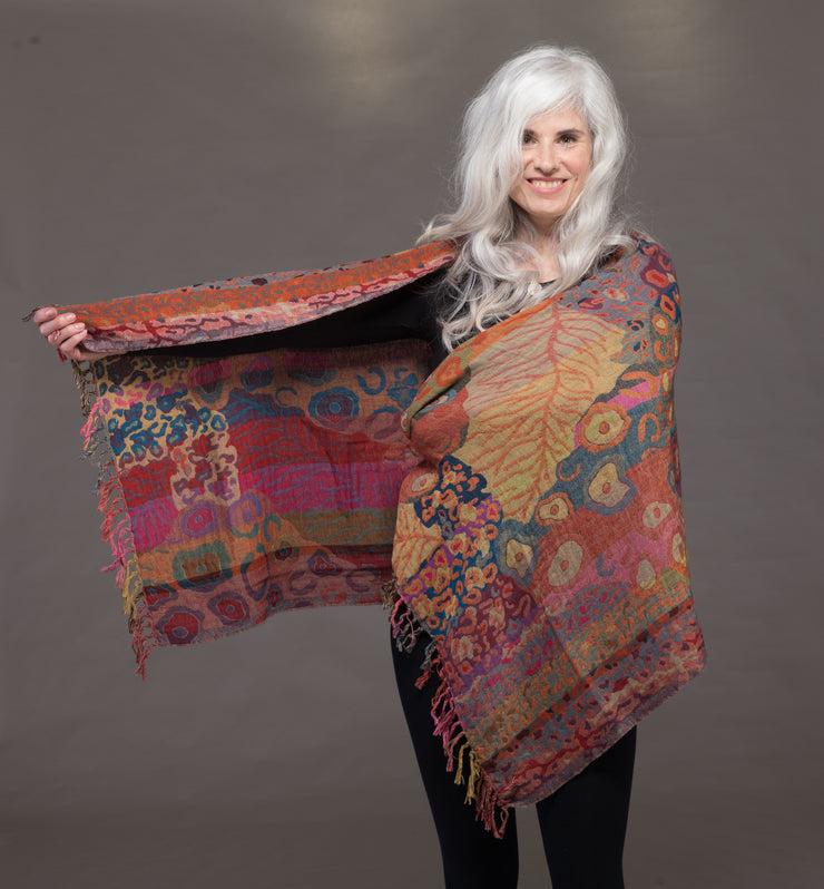Merino Wool Shawl Gauguin Flowers