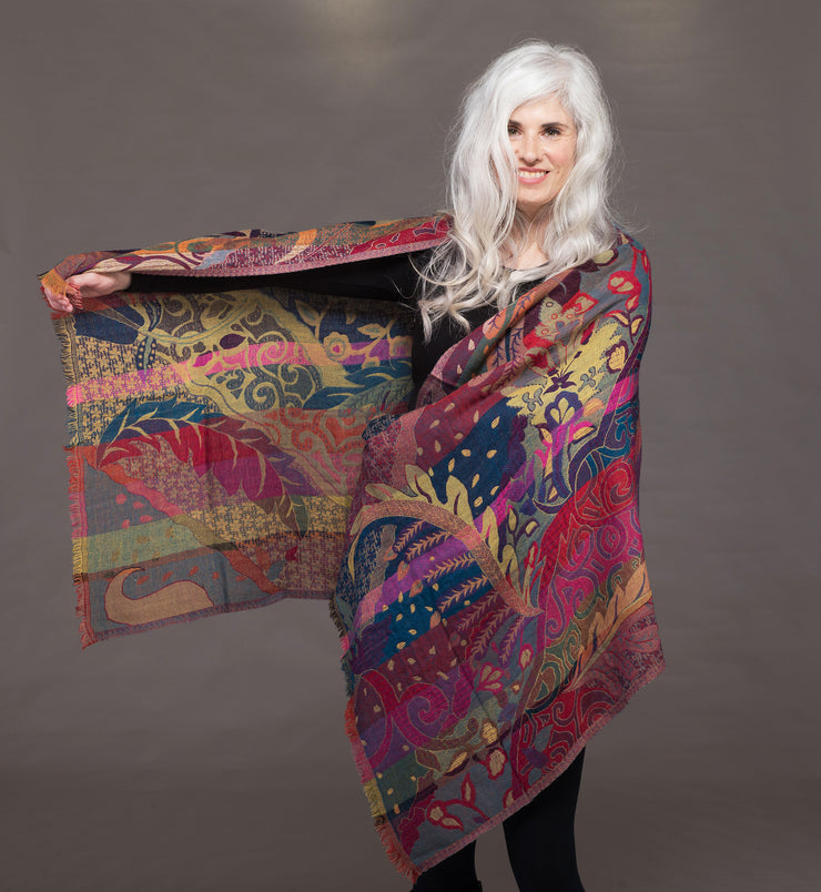 Merino Wool Shawl Tropical Forest