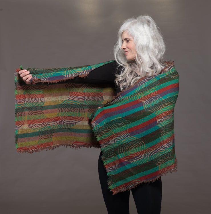 Merino Wool Shawl Multi Spiral Swirl