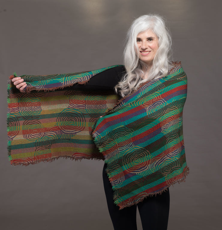 Merino Wool Shawl Multi Spiral