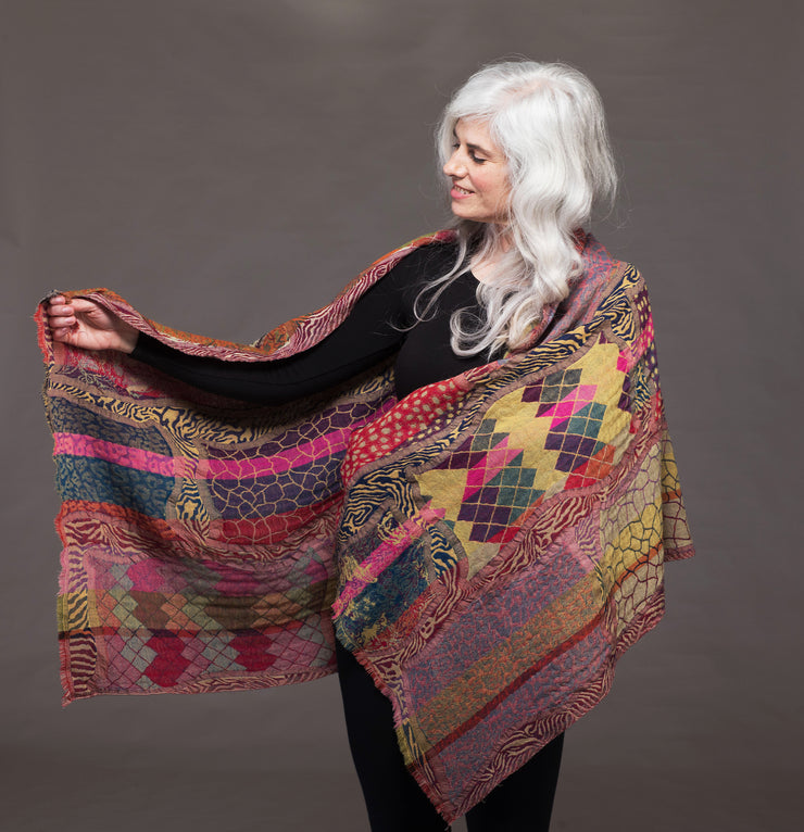 Merino Wool Shawl  - Animal Prin