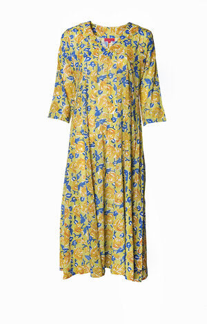 Rani Panel Dress Hand Block Printed Pure Cotton Onluy Size M Left