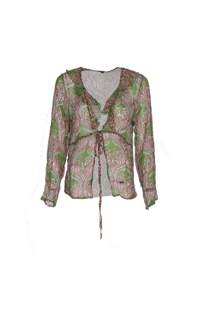 Hand Block Printed Chiffon Jacket - Only in Size Medium