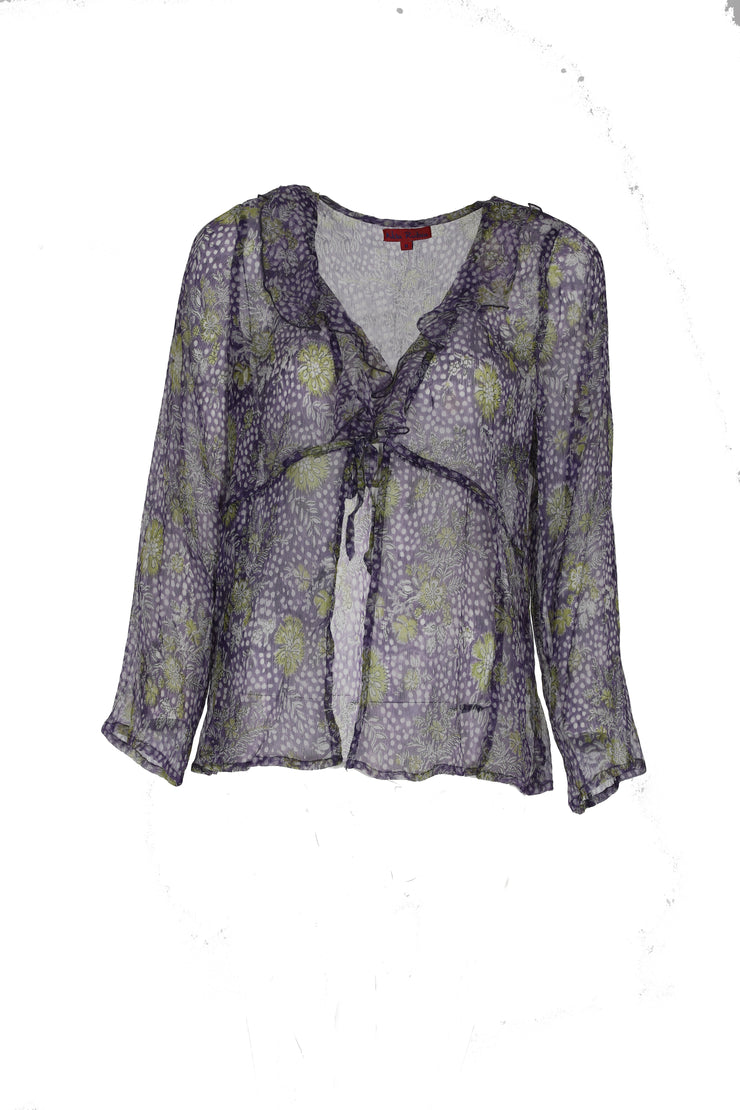 Hand Block Printed Chiffon Jacket - Only in Size Medium