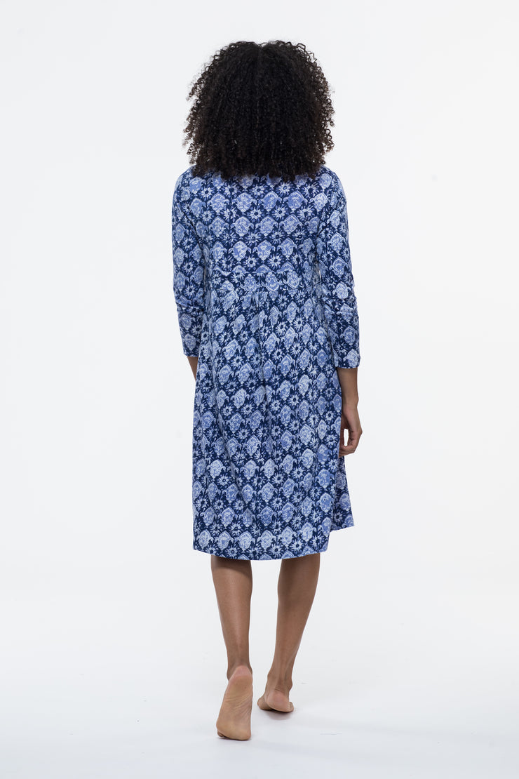 Anika Dress Hand Block Printed in Pure Cotton Jersey