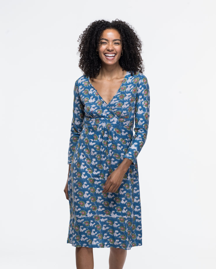 Anika Dress Hand Block Printed in Pure Cotton Jersey