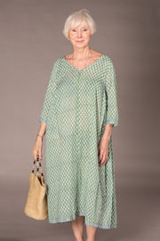 Jali Kaftan Hand Block Printed Pure Cotton - All Sizes Including 22 - 26  Was £120 - Now £99