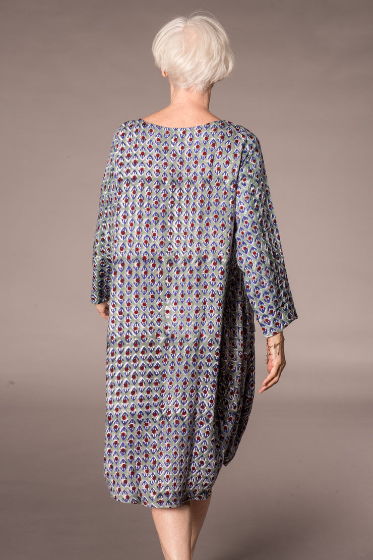 Roshan Dress Hand Block Printed Sustainable Moss Crepe Was £129 - Now £105!