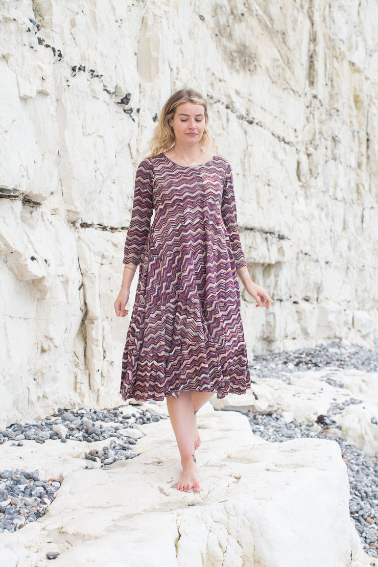 Dewani Dress Hand Block Printed in Cotton Jersey - A Few Left!