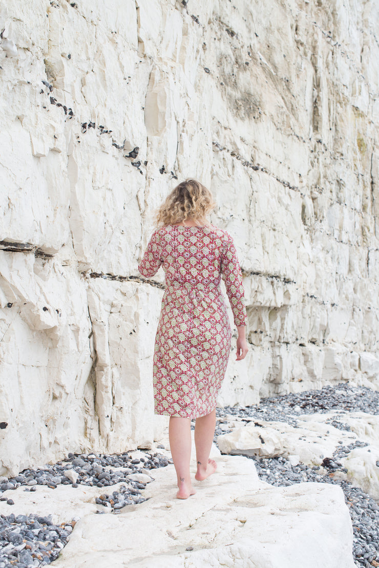 Anika Dress Hand Block Printed in Pure Cotton Jersey