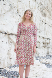 Anika Dress Hand Block Printed in Pure Cotton Jersey