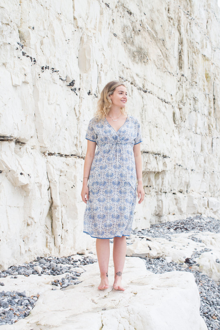 Atlas Dress Hand Block Printed Pure Cotton Only Size L Left Nila Rubia