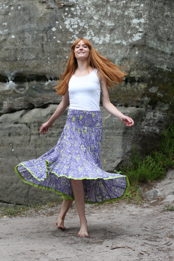 50 Panel Skirt in Pure Hand Block Printed Cotton