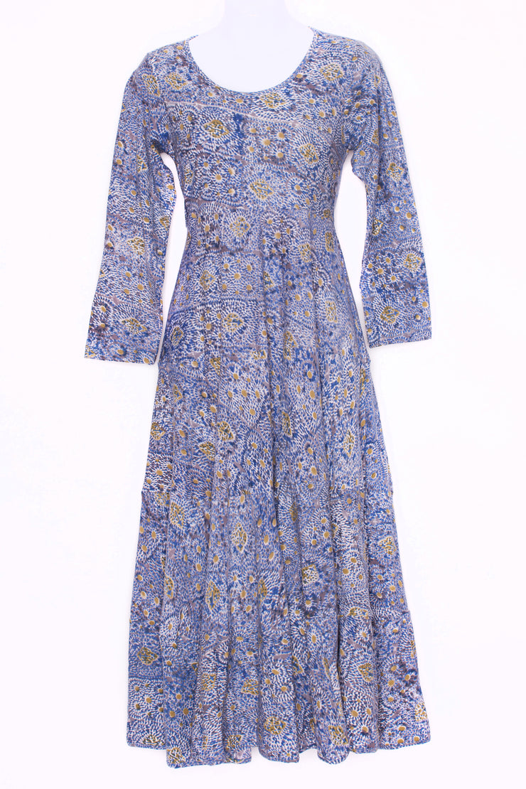 Dewani Dress Hand Block Printed in Cotton Jersey - Last One In Size M
