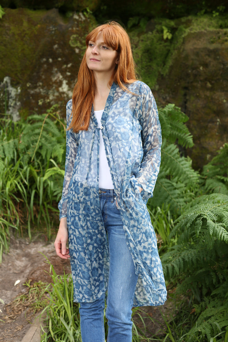 Nargis Jacket Hand Block Printed in Textured Cotton