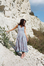 Ruby Sun Dress Hand Block Printed Sleeveless in Cotton  Were £100 Now £69