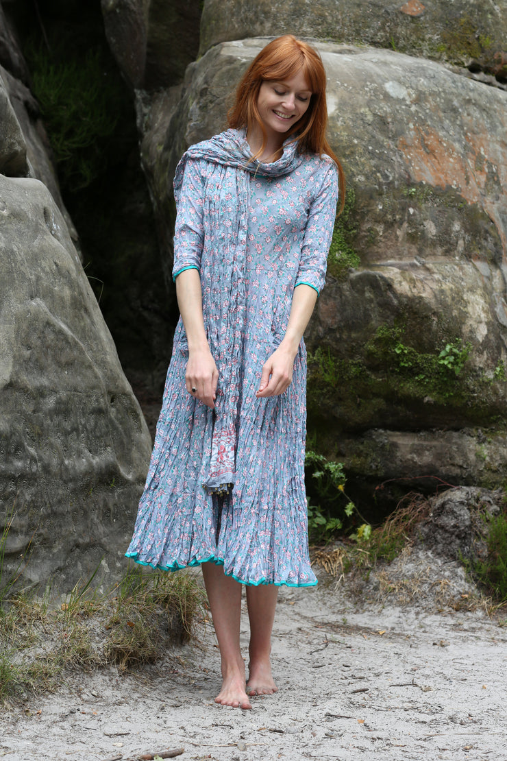 Ruby Sun Dress Hand Block Printed Pure Cotton - Only Sizes 18-20 Left!