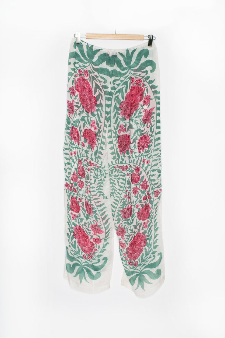 Ottorose Pants Block Printed In Viscose Crepe